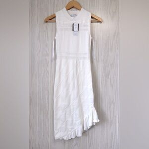 Bebe Asym Pointelle Detail Dress White Size XS – NWT